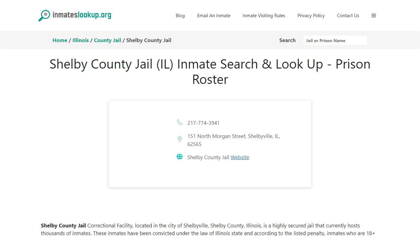 Shelby County Jail (IL) Inmate Search & Look Up - Prison Roster